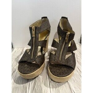 Michael Kors Women's Brown Signature Pattern Heeled Shoes Size 8m